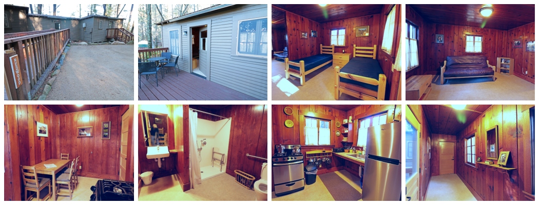 Photos of the Redwood cabin.